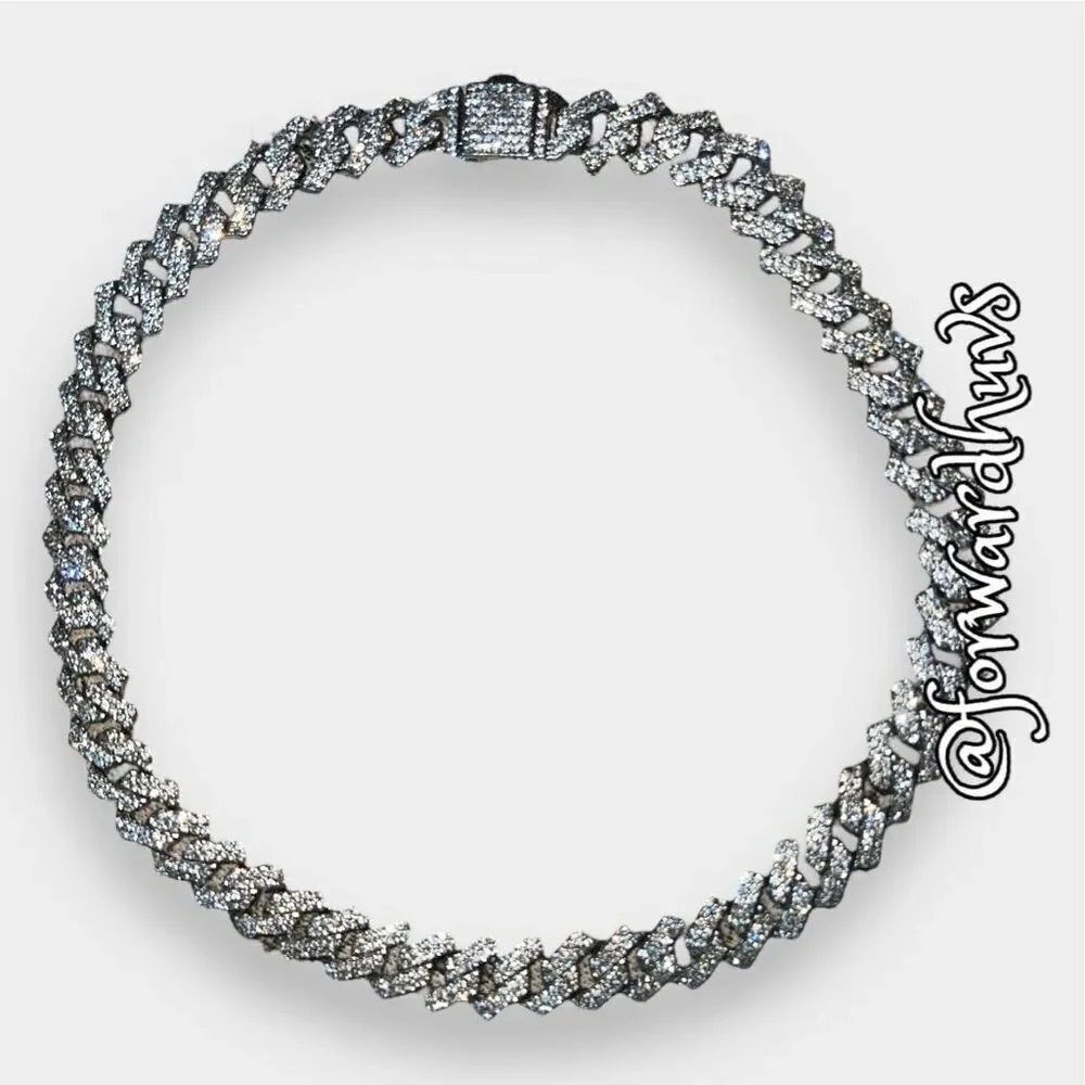 Silver Tone Rhinestone Covered Bling Necklace with Hidden Clasp